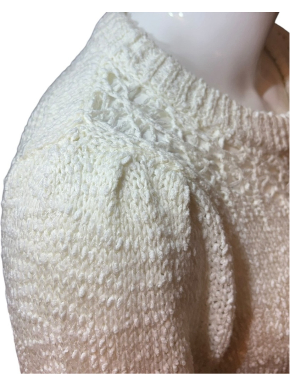 Heartloom Cream Textured Knit Sweater, L, Openwork Coastal Neutral - Picture 9 of 16